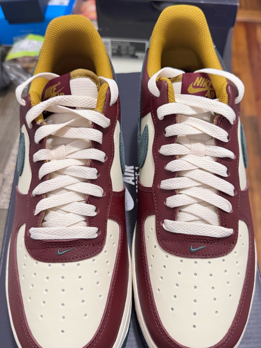Nike Low-Top Sneakers in Maroon, Cream & Mustard, these are brand new never worn